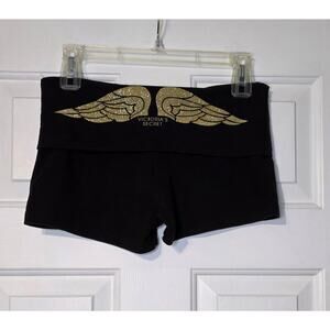Y2K Victoria's Secret Vintage Foldover Yoga Shorts Glitter Angel Wings Small
